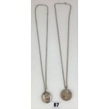 2 silver necklaces 24” long and 2 silver lockets, total w: 1.3 ozt
