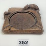 Square ashtray with 2 mice, 5” x 4.5” we are selling this as "in the style of Mouseman"