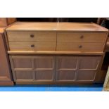 Parker Knoll sideboard with 4 drawers and 2-door cupboard, 40”w x 17”d x 29”h