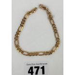 9k gold bracelet, length 8”. W: 8.7 gms