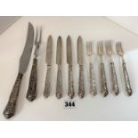 4 filled silver handled cake forks, 4 filled silver handled cake knives, filled silver handled