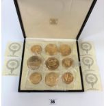 Cased 9 coin set ‘Seals of the Great Western Railway’