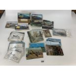 Box of postcards including trains, railway and ships
