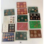 11 assorted coin sets inc. Ireland and Isle of Man, and 2 decimal coin sets