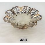 Silver pierced dish on stand 6” diameter x 2.25” high, w: 5.1 ozt