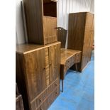 4 piece Denby & Spinks retro style bedroom suite comprising double wardrobe (48”w x 22”d x 74”h),