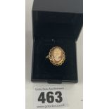 9k gold cameo ring, size N, total w: 4.1 gms