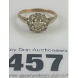 9k gold and platinum ring set with white stones, size Q/R. W: 3 gms