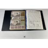 Banknote album with UK, US and world banknotes