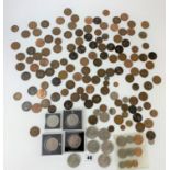 Bag of assorted crowns, pennies, pre-decimal and decimal coins