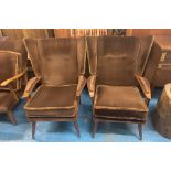 Pair of brown upholstered armchairs, 28”w x 24”d x 36”h