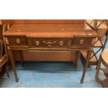 Carved mahogany sideboard with gilt edges and handles, 3 drawers inc. Cutlery drawer, 45”w x 20”d