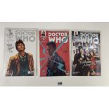 3 x Doctor Who signed comics, 9th, 10th and 12th Doctors. Signed by the artists. (BBC) VF condition,