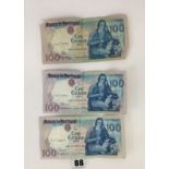 3 Portuguese 100 escudos banknotes