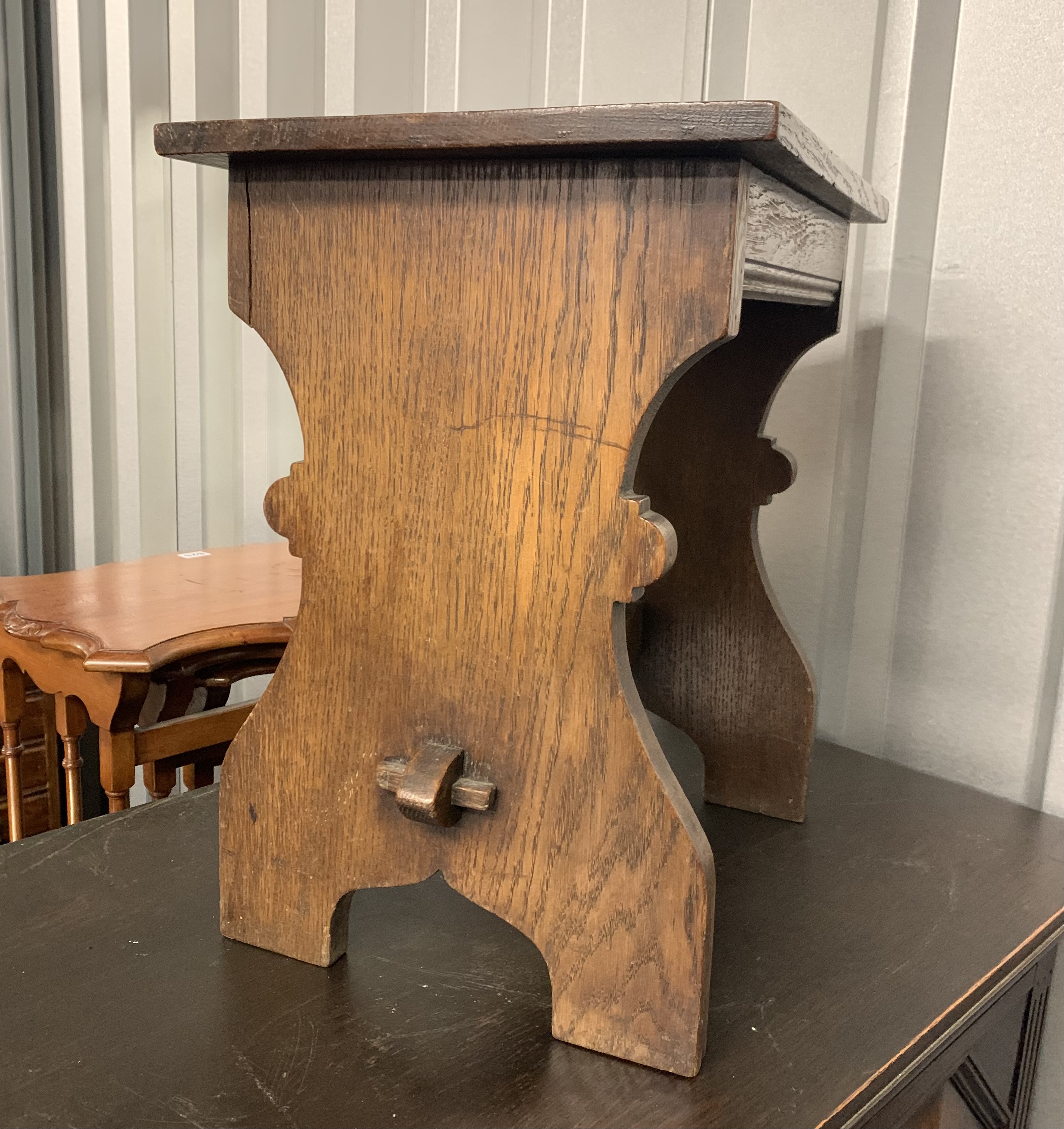 Oak stool, 16” w x 12”d x 17.5”h - Image 3 of 3