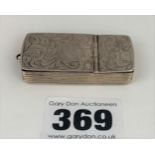 Silver snuff box (1853) 2” x 1”, w. 0.7 ozt