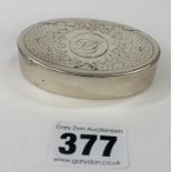 Silver snuff box (1792) 2.5” x 1.5”, w: 1.5 ozt