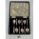 Cased set of 5 silver teaspoons, (1 missing) total w: 2.5 ozt