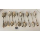 11 silver teaspoons, total w: 5.5 ozt