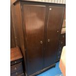 3 piece Stag bedroom suite comprising double wardrobe (37”w x 23”d x 70”h), tall chest of 4