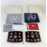 4 Royal Mint boxed coin sets – 2000, 2001, 2010 and 2011