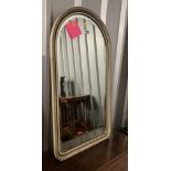 Arch shaped mirror with gilt/wood surround, 17”w x 32”h