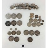 9 silver Victorian crowns, 3 x £5 coins and assorted silver coins