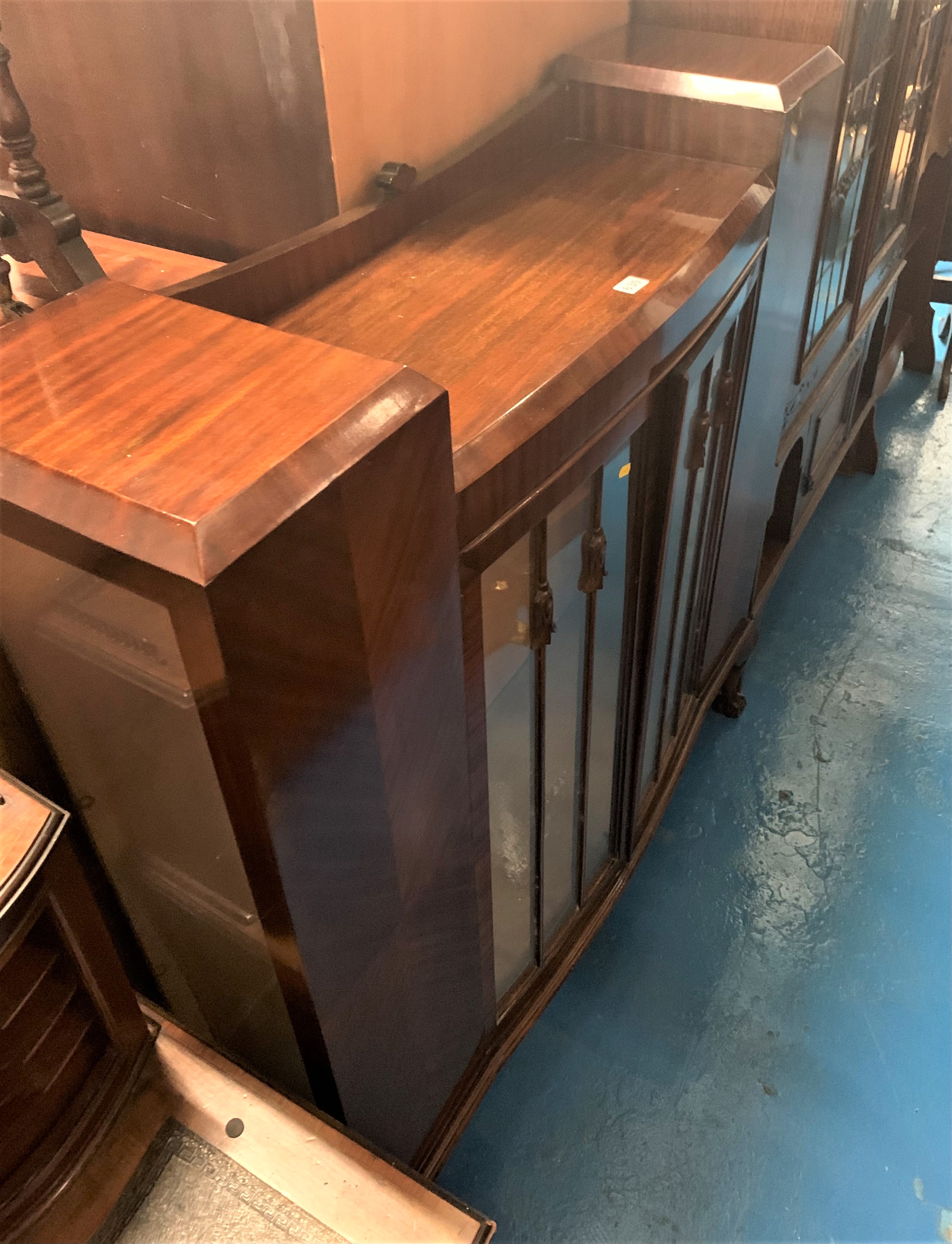 Mahogany china cabinet with claw/ball feet, 2 opening glass doors and glass shelves, 46.5”w x 12”d x - Image 2 of 4