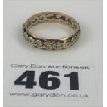 9k gold and white stone eternity ring, size T, w: 3.3 gms