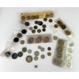 Bag of assorted pre-decimal silver and copper coins