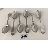 6 silver teaspoons, total w: 5.3 ozt