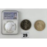 Gold and Silver Pawnshop 1 ozt silver medallion and 2 silver Victorian crowns