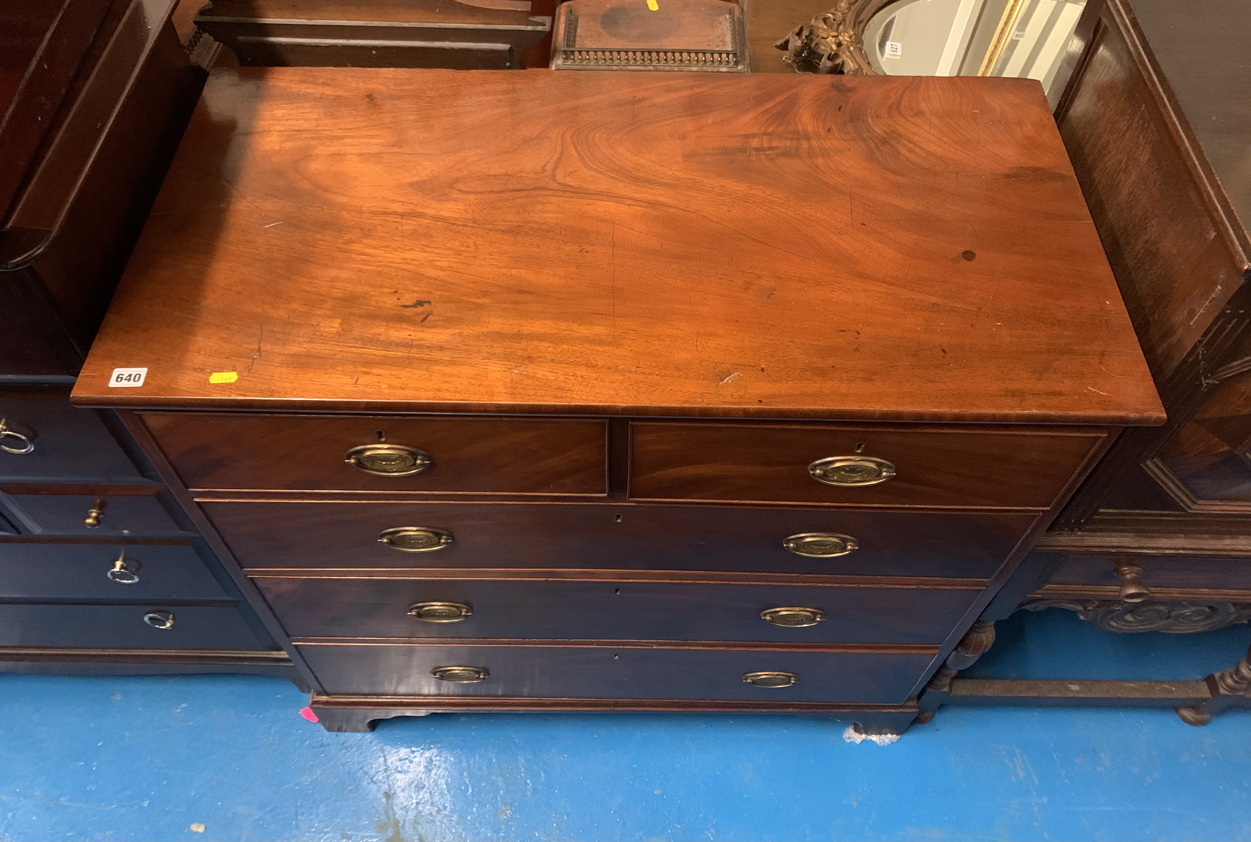 Mahogany chest of drawers with brass handles, 3 large & 2 small drawers. 41”w x 20”d x 40”h - Image 2 of 5