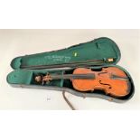 Violin marked Martinus Mathias Fichti, Vienna 1886. 14.5” back (2 pieces) in hard case with bow (