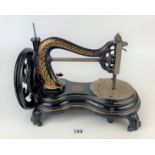 Antique Jones Hand Sewing Machine ‘As supplied to the Princess of Wales’, 15” long x 10”high,