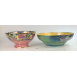 2 lustre bowls – Burleigh Ware 11.5” diameter and Newhall Boumier Ware 9” diameter. Good condition