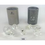2 boxed and 3 loose Swarovski pieces – boxed Teddy, boxed Rhino, Bear, Hippo and Elephant (damaged