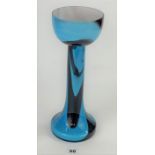 Designer blue and black glass vase 13” high