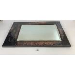 Copper framed mirror, 16.5” wide x 25” high