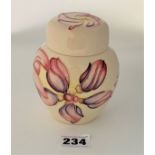 Moorcroft lidded ginger jar 4.5” high – cream with pink flowers