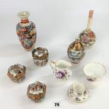 Bisque figure damaged, 6 pieces of oriental ware and 4 pieces of Aynsley Violette – February cup,