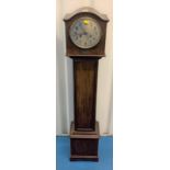 Oak granddaughter clock, 2 hole white face. 9.75” wide x 7” deep x 50” high