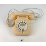 Cream coloured vintage GPO dial telephone. Modern wiring, working