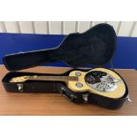 Moondog resonator guitar in hard black case