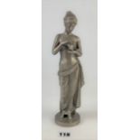 Metal Grecian lady figure 11” high