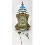 French ormolu and porcelain 2-hole mantle clock by Pierre Le Masson, Paris no. 985 with pendulum and