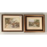 2 watercolours by J. C. Lund ‘Harvest Time – Barkston Ash’, 10.5” x 7”, frame 16” x 13” and ‘