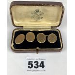 Cased pair of 9k gold cufflinks, w: 12 gms