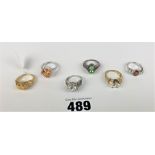 6 silver dress rings