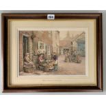 Watercolour ‘The Mussel Cleaners’ signed by J. C. Lund. Image 12” x 8”, frame 19” x 15”